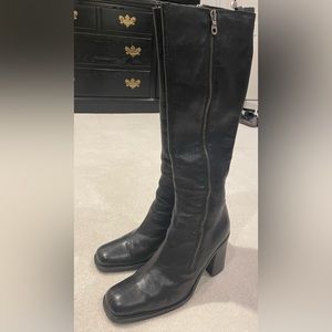 Black Leather Heeled Boots